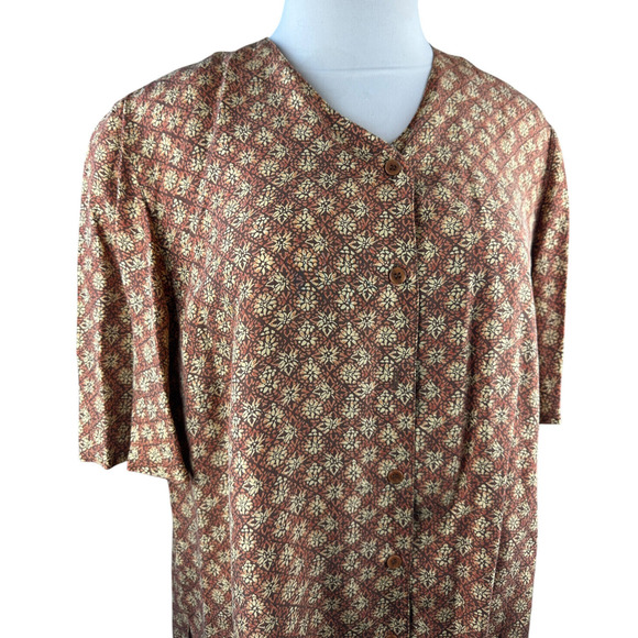 Vintage Elisabeth Liz Claiborne 100% Silk Print SS Top & Pants Set Plus Size 18 - Picture 4 of 16